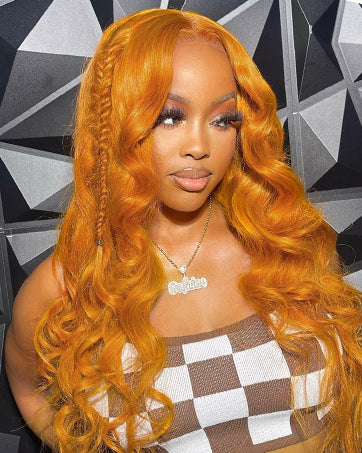 Pre-Cut Lace Wear Go Glueless Wig Ginger Orange Pure Color Body Wave Breathable