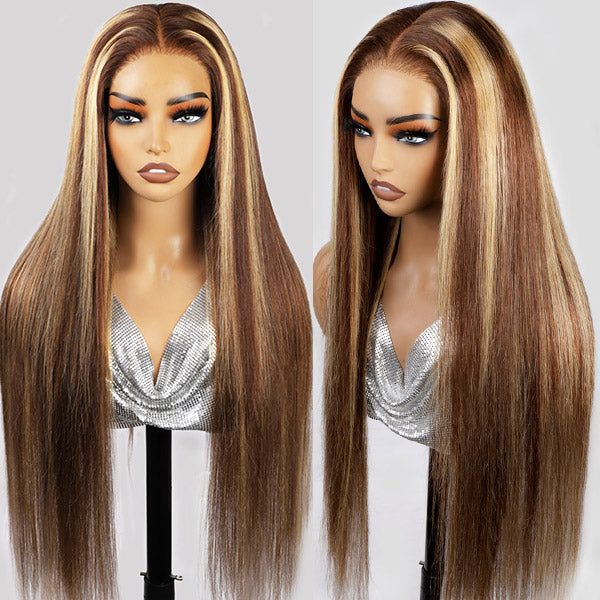 Glueless Tiny Knot Transparent Lace 7x5 Lace Black Straight Wig With Bleached Knots