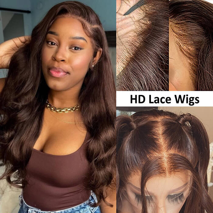 Chestnut Dark Brown Wig Body Wave Wig 4x4/13x4/13x6 Lace 150% Density Wig