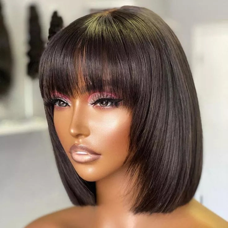 FABA Put On and Go Layered Cut Highlight Color Glueless Wig With Bangs