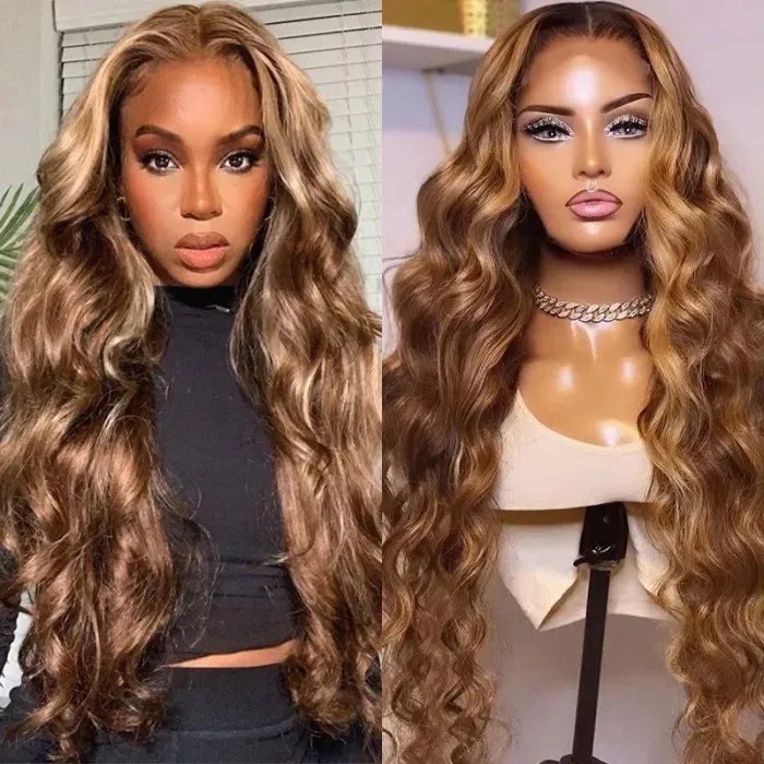 #5/27 Highlight Honey Blonde Wig Highlight Color Body Wave 4x4/13x4/13x6 Lace Wig